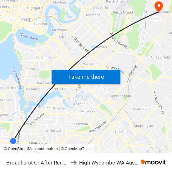 Broadhurst Cr After Renou Wy to High Wycombe WA Australia map