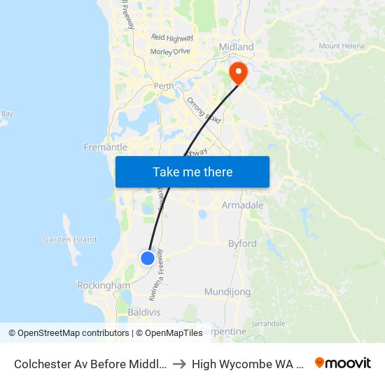 Colchester Av Before Middleham Bvd to High Wycombe WA Australia map