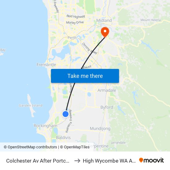 Colchester Av After Portchester Av to High Wycombe WA Australia map