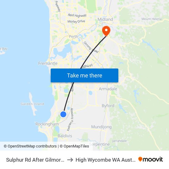 Sulphur Rd After Gilmore Av to High Wycombe WA Australia map