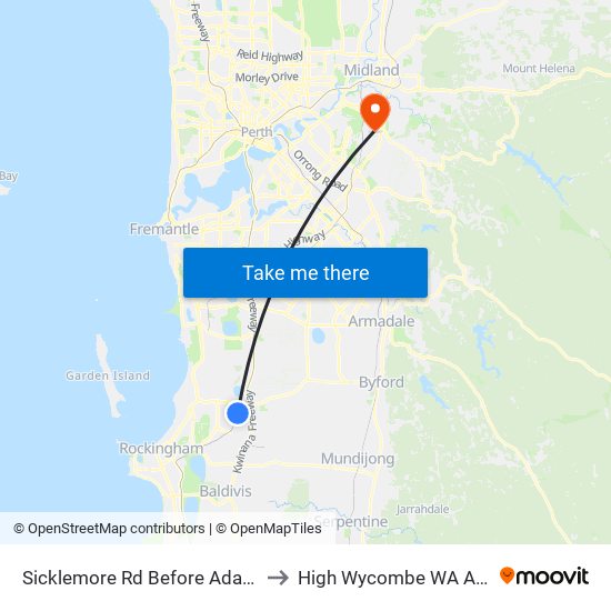 Sicklemore Rd Before Adamson Rd to High Wycombe WA Australia map