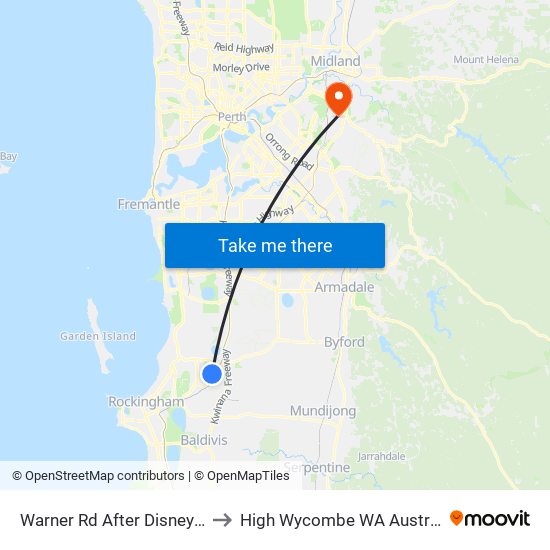 Warner Rd After Disney Rd to High Wycombe WA Australia map
