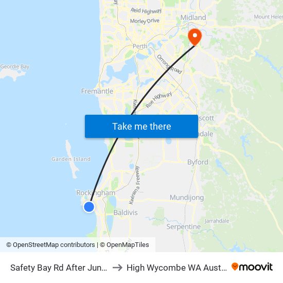 Safety Bay Rd After June Rd to High Wycombe WA Australia map