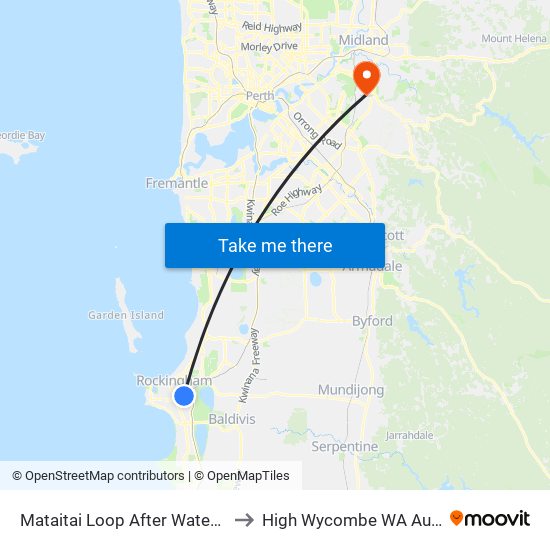 Mataitai Loop After Waterton Wy to High Wycombe WA Australia map