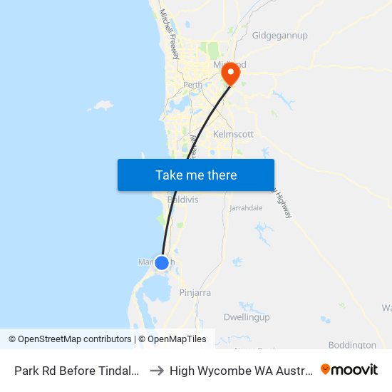 Park Rd Before Tindale St to High Wycombe WA Australia map