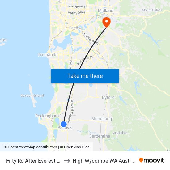 Fifty Rd After Everest Wy to High Wycombe WA Australia map