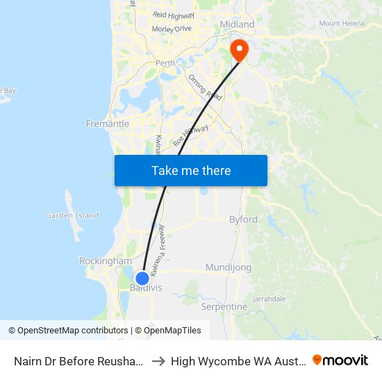 Nairn Dr Before Reushaw Lk to High Wycombe WA Australia map