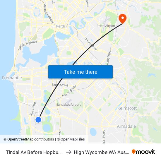 Tindal Av Before Hopbush Wy to High Wycombe WA Australia map