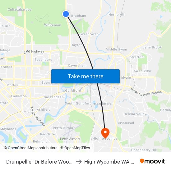 Drumpellier Dr Before Woollcott Ave to High Wycombe WA Australia map