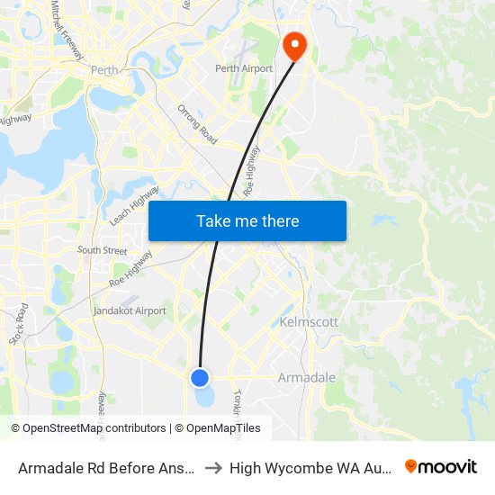 Armadale Rd Before Anstey Rd to High Wycombe WA Australia map