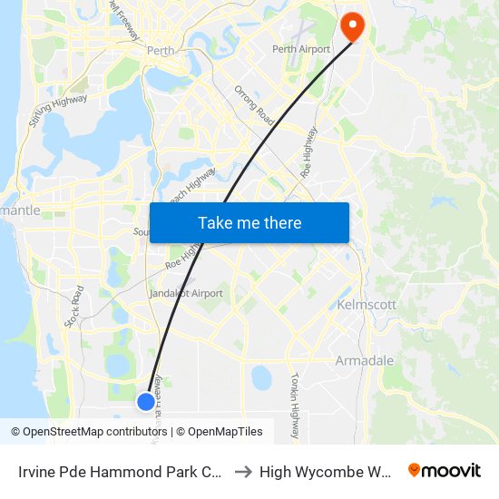 Irvine Pde Hammond Park College Stand 1 to High Wycombe WA Australia map