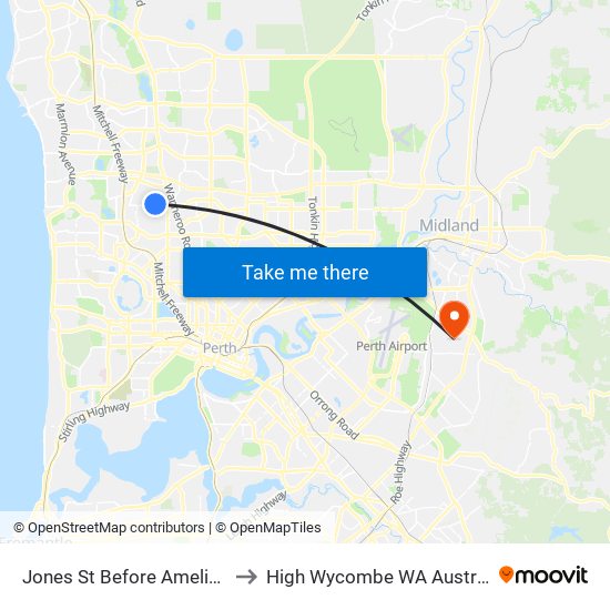 Jones St Before Amelia St to High Wycombe WA Australia map