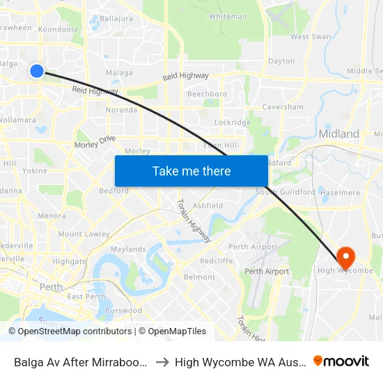 Balga Av After Mirrabooka Av to High Wycombe WA Australia map