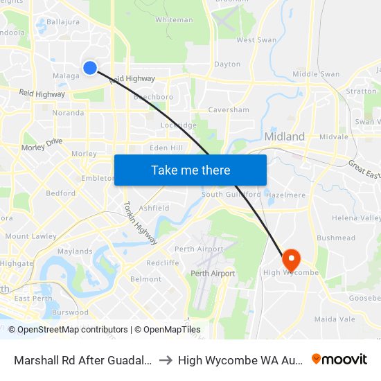 Marshall Rd After Guadalupe Dr to High Wycombe WA Australia map