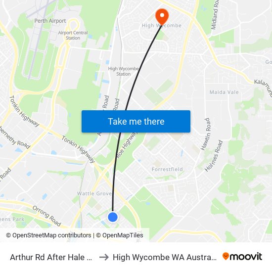 Arthur Rd After Hale Rd to High Wycombe WA Australia map