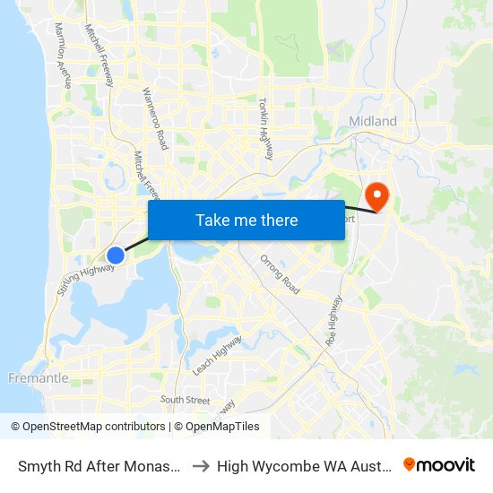 Smyth Rd After Monash Av to High Wycombe WA Australia map