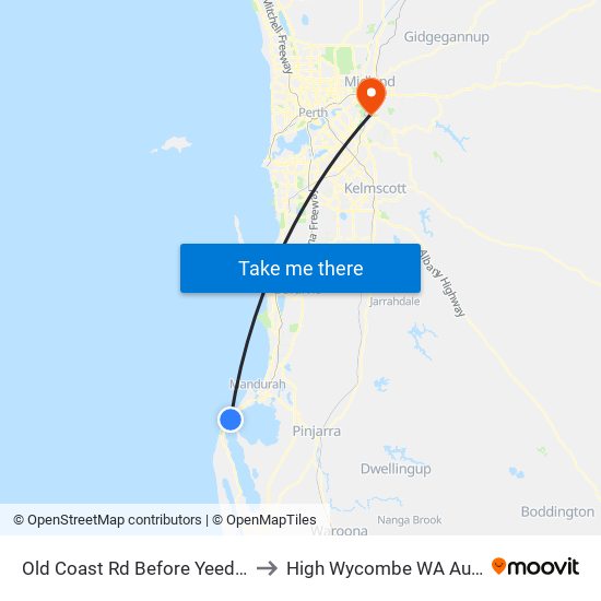 Old Coast Rd Before Yeedong Rd to High Wycombe WA Australia map