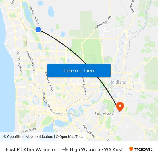 East Rd After Wanneroo Rd to High Wycombe WA Australia map