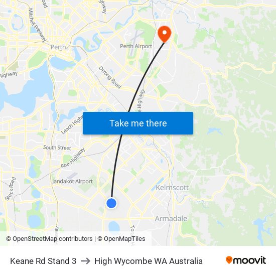 Keane Rd Stand 3 to High Wycombe WA Australia map