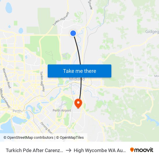 Turkich Pde After Carenza Link to High Wycombe WA Australia map
