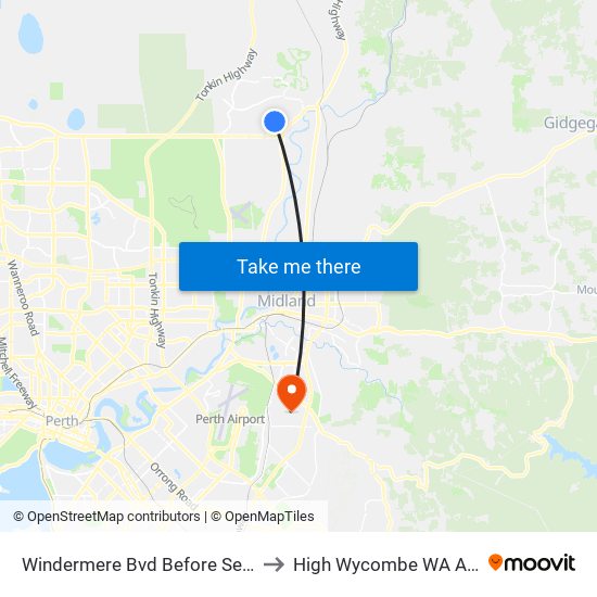 Windermere Bvd Before Selset Lane to High Wycombe WA Australia map