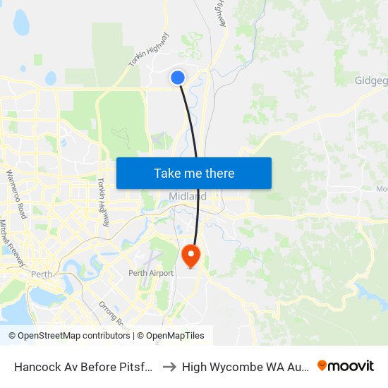 Hancock Av Before Pitsford CH to High Wycombe WA Australia map