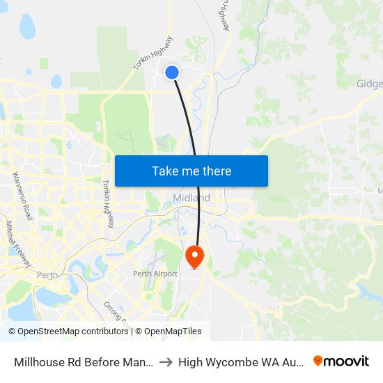 Millhouse Rd Before Manila Wy to High Wycombe WA Australia map