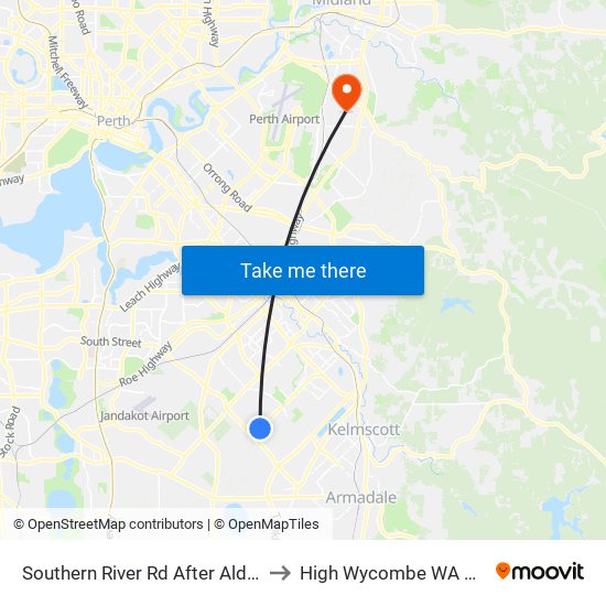 Southern River Rd After Aldenham Dr to High Wycombe WA Australia map