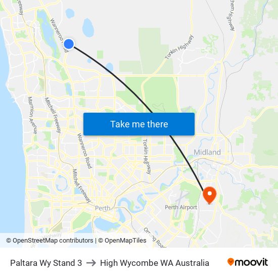 Paltara Wy Stand 3 to High Wycombe WA Australia map