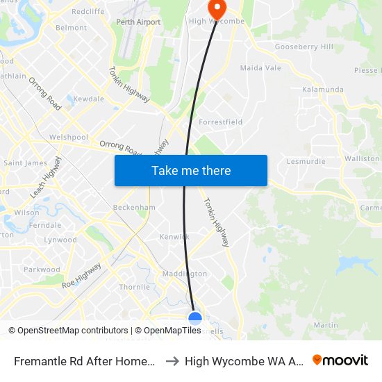 Fremantle Rd After Homestead Rd to High Wycombe WA Australia map