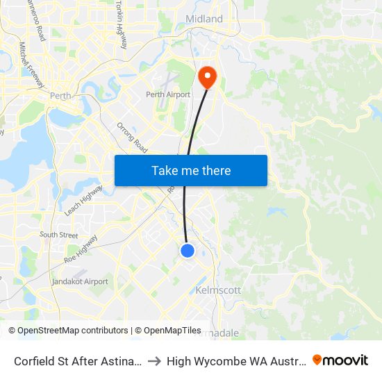 Corfield St After Astinal Dr to High Wycombe WA Australia map