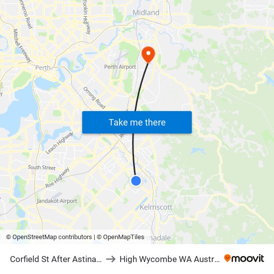 Corfield St After Astinal Dr to High Wycombe WA Australia map