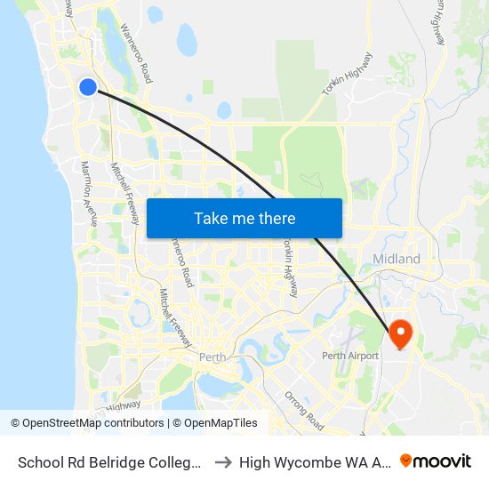 School Rd Belridge College Stand 2 to High Wycombe WA Australia map