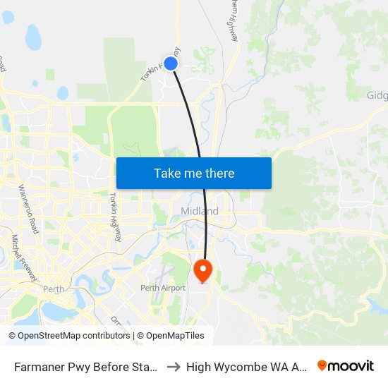 Farmaner Pwy Before Starke Turn to High Wycombe WA Australia map