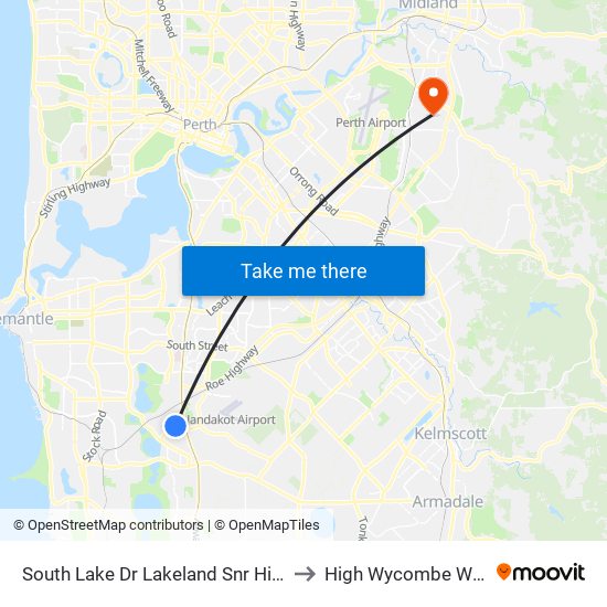 South Lake Dr Lakeland Snr High Sch - Stand 1 to High Wycombe WA Australia map