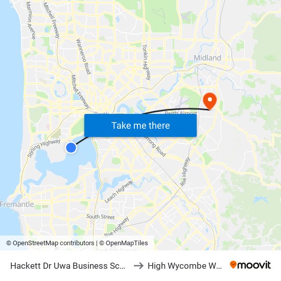Hackett Dr Uwa Business School Cat Id 123 to High Wycombe WA Australia map