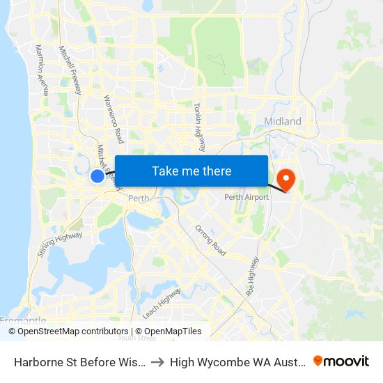 Harborne St Before Wise St to High Wycombe WA Australia map