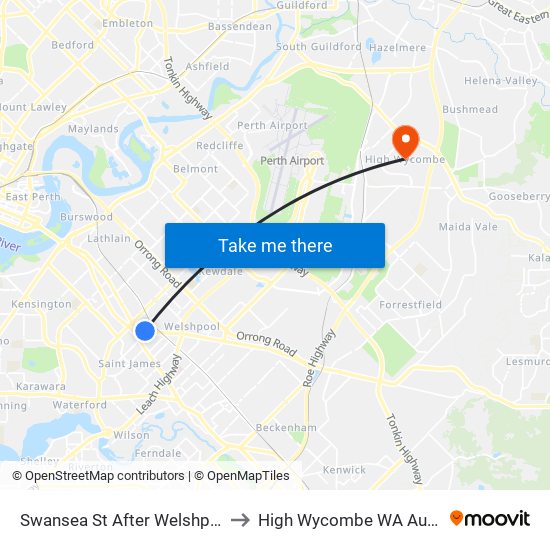 Swansea St After Welshpool Rd to High Wycombe WA Australia map