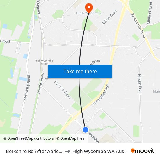 Berkshire Rd After Apricot St to High Wycombe WA Australia map