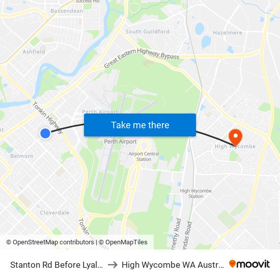 Stanton Rd Before Lyall St to High Wycombe WA Australia map