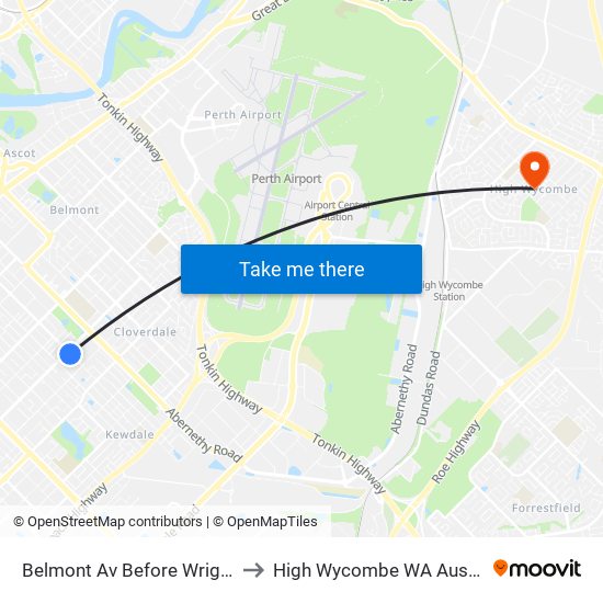 Belmont Av Before Wright St to High Wycombe WA Australia map