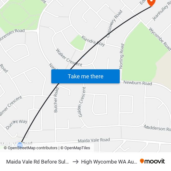 Maida Vale Rd Before Sultana Rd to High Wycombe WA Australia map