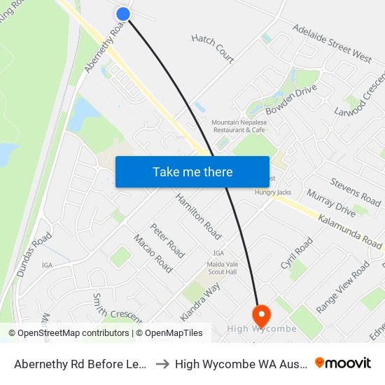 Abernethy Rd Before Lewisrd to High Wycombe WA Australia map