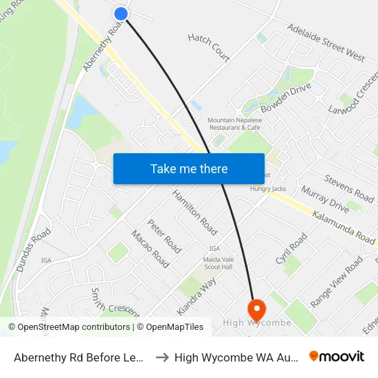 Abernethy Rd Before Lewis Rd to High Wycombe WA Australia map