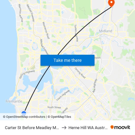 Carter St Before Meadley Mews to Herne Hill WA Australia map