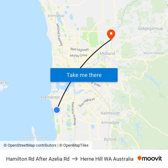 Hamilton Rd After Azelia Rd to Herne Hill WA Australia map