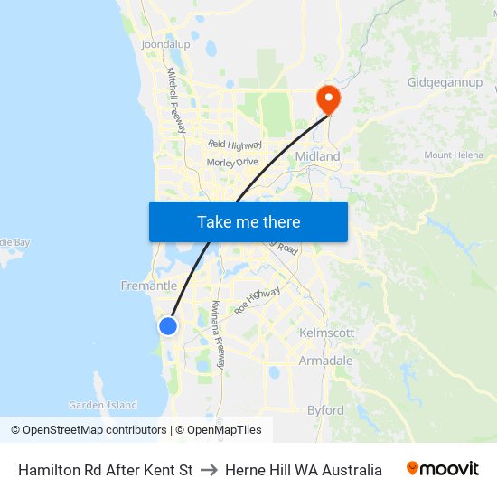 Hamilton Rd After Kent St to Herne Hill WA Australia map