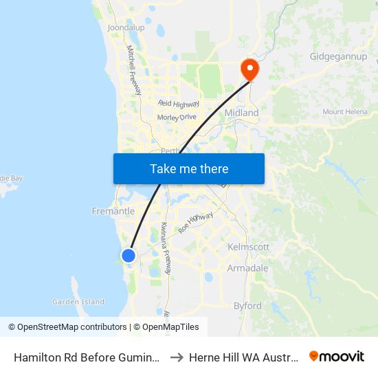 Hamilton Rd Before Gumina Pl to Herne Hill WA Australia map