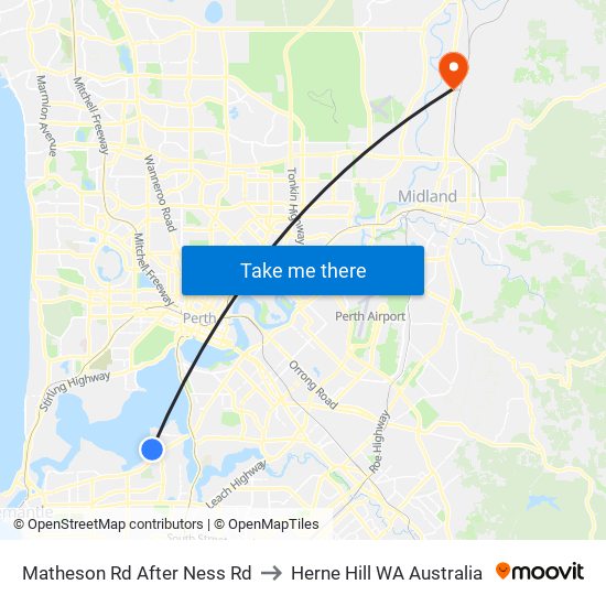 Matheson Rd After Ness Rd to Herne Hill WA Australia map