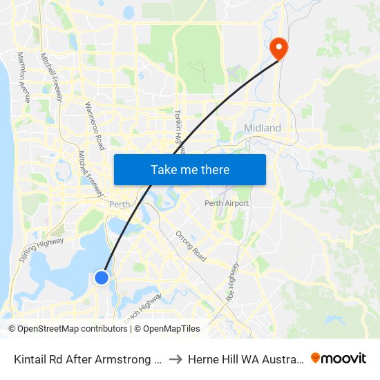 Kintail Rd After Armstrong Rd to Herne Hill WA Australia map